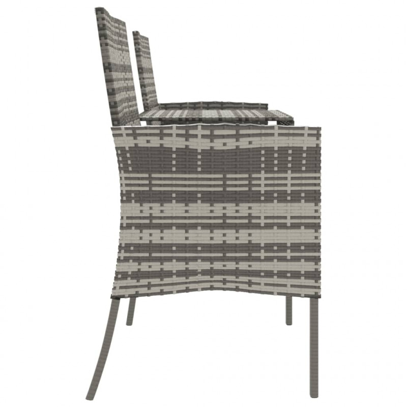 2-osobowa sofa ogrodowa ze stolikiem, polirattan, antracytowa