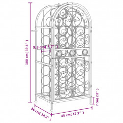 Stojak na 33 butelki, czarny, 45x36x100 cm, kute żelazo