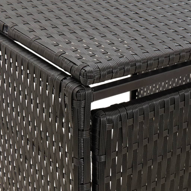 Osłona na 3 kosze na śmieci, czarna, 207x80x117 cm, polirattan