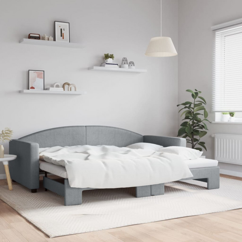 Sofa rozsuwana, jasnoszara, 90x200 cm, tkanina