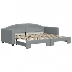Sofa rozsuwana, jasnoszara, 90x200 cm, tkanina