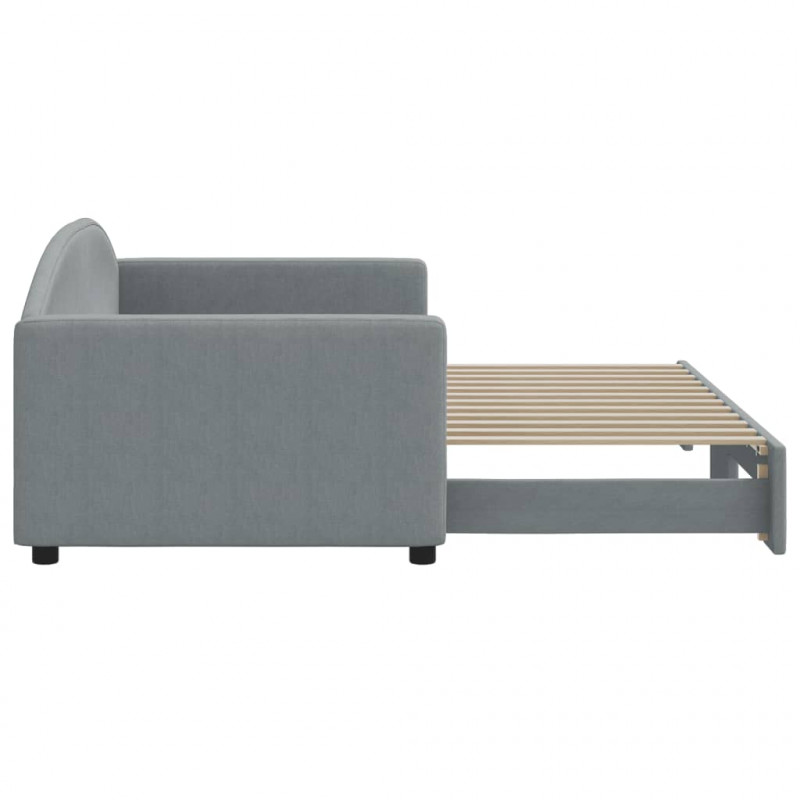 Sofa rozsuwana, jasnoszara, 90x200 cm, tkanina