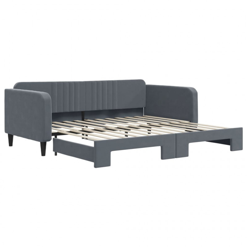 Sofa rozsuwana, ciemnoszara, 100x200 cm, aksamit