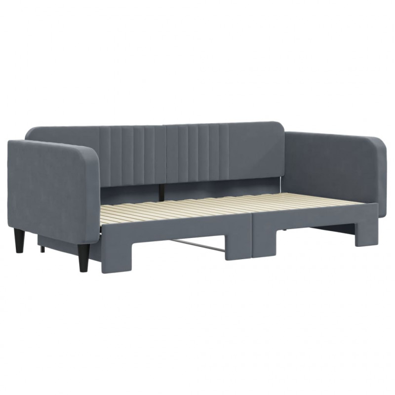 Sofa rozsuwana, ciemnoszara, 100x200 cm, aksamit