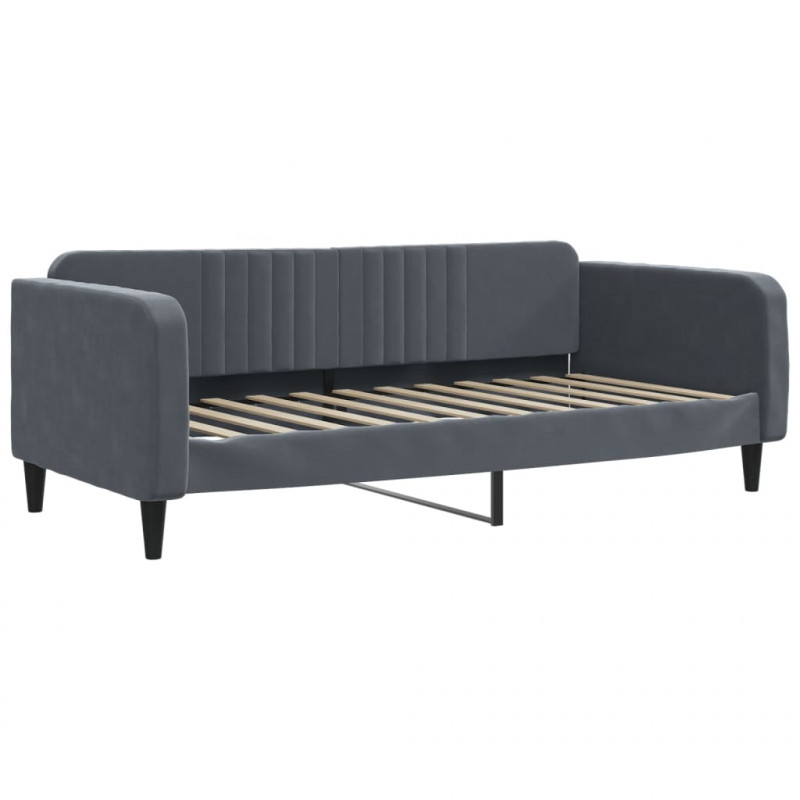 Sofa rozsuwana, ciemnoszara, 100x200 cm, aksamit