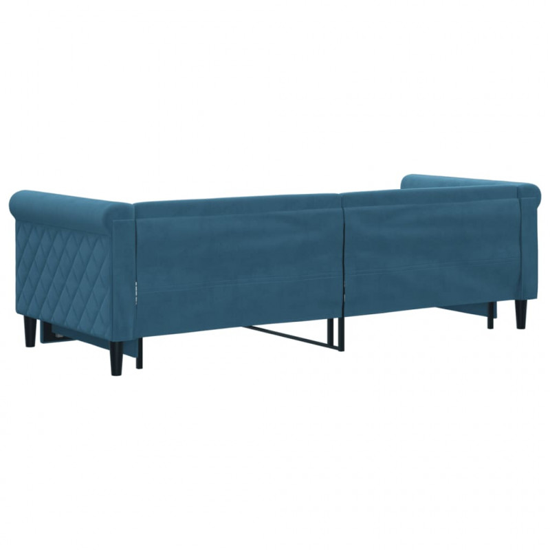 Sofa rozsuwana, niebieska, 80x200 cm, aksamit