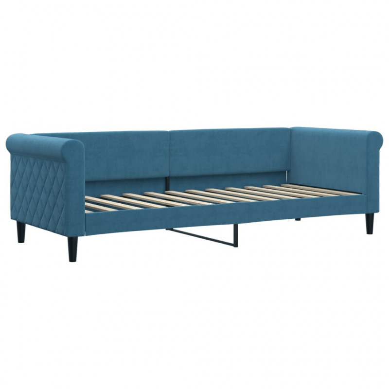 Sofa rozsuwana, niebieska, 80x200 cm, aksamit