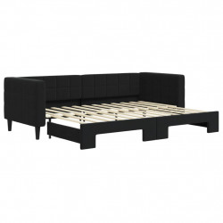 Sofa rozsuwana, czarna, 80x200 cm, aksamit