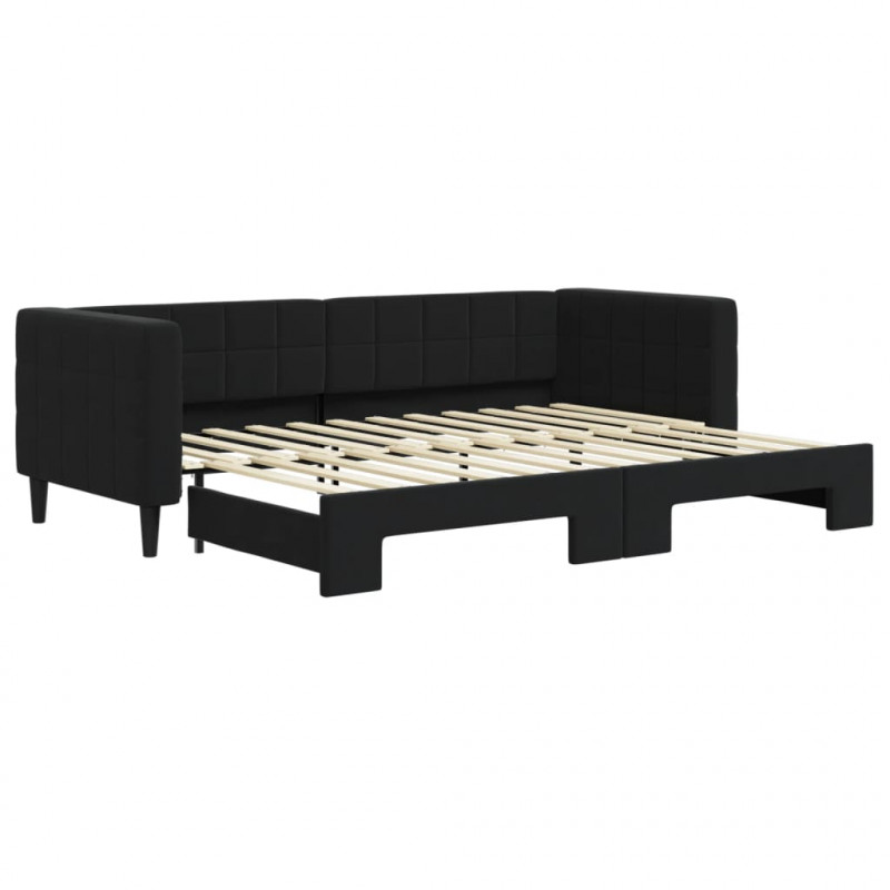 Sofa rozsuwana, czarna, 80x200 cm, aksamit