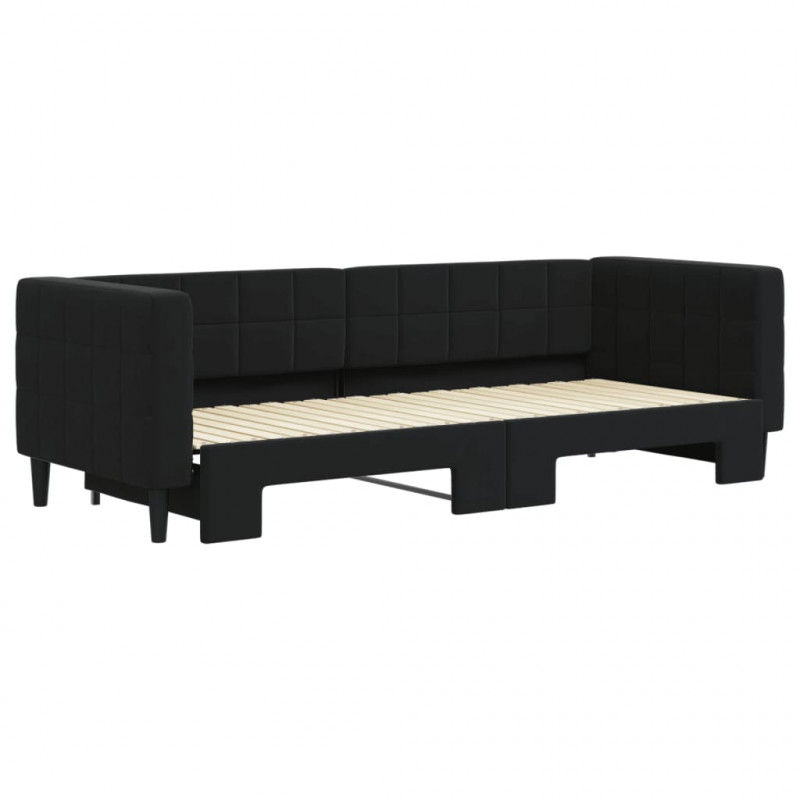 Sofa rozsuwana, czarna, 80x200 cm, aksamit