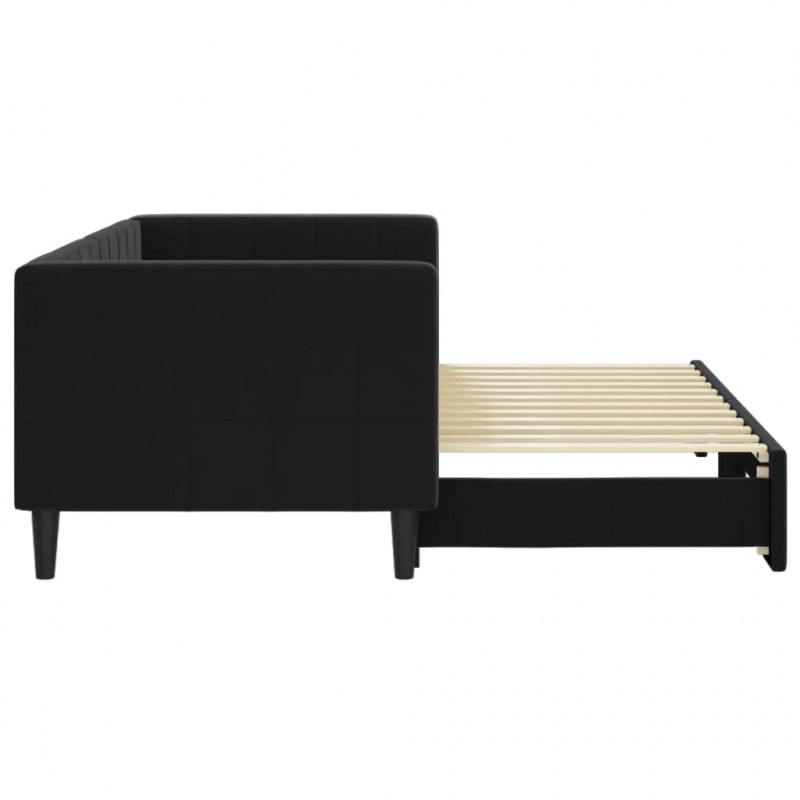Sofa rozsuwana, czarna, 80x200 cm, aksamit