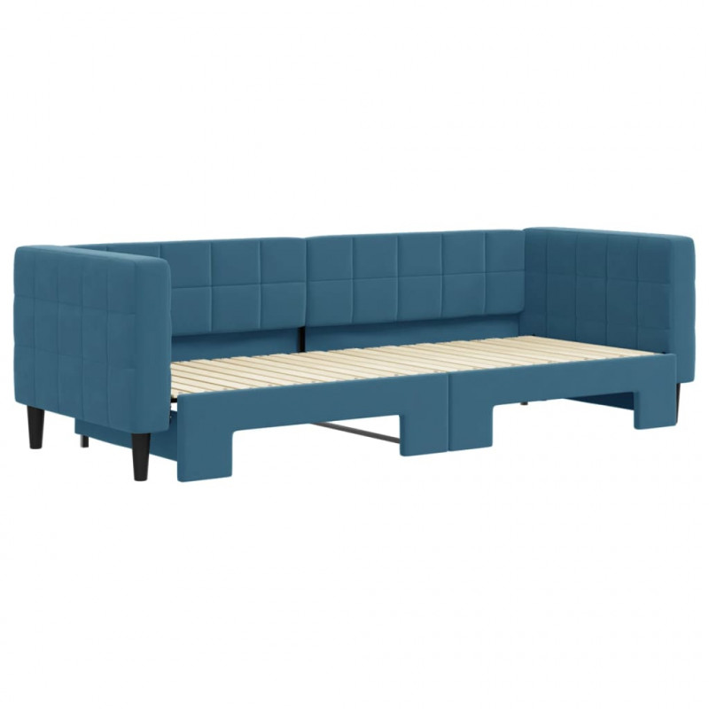 Sofa rozsuwana, niebieska, 80x200 cm, aksamit