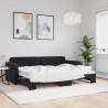 Sofa rozsuwana, czarna, 80x200 cm, aksamit