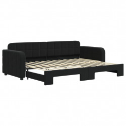 Sofa rozsuwana, czarna, 80x200 cm, aksamit