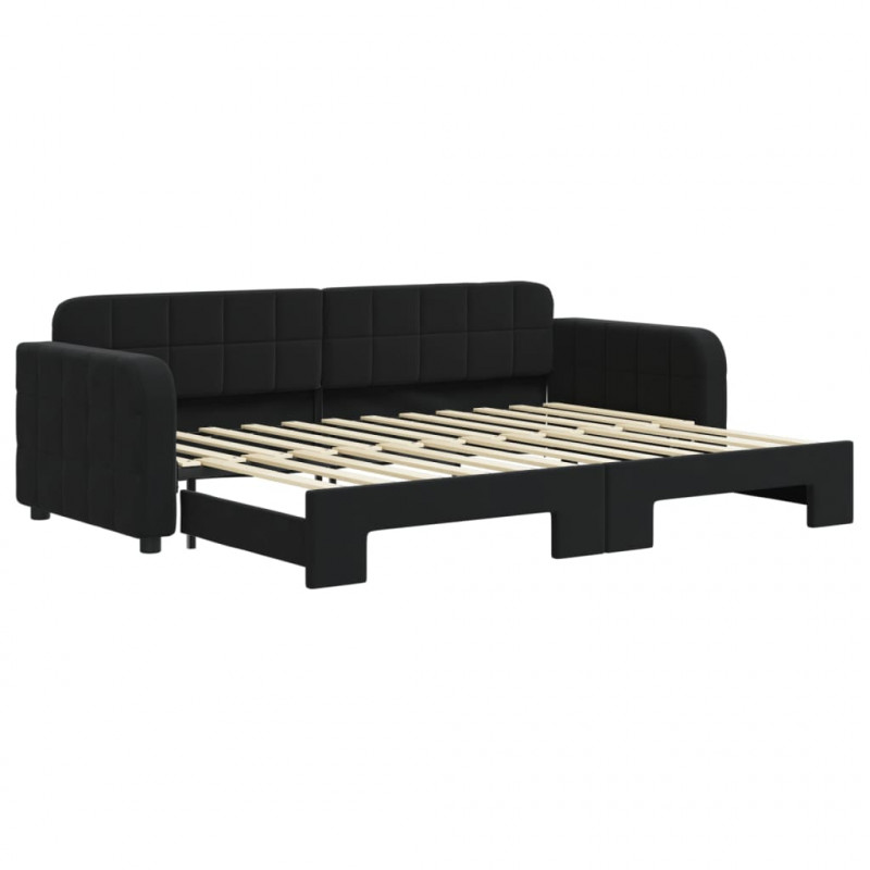 Sofa rozsuwana, czarna, 80x200 cm, aksamit
