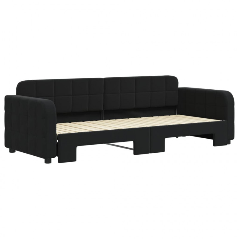 Sofa rozsuwana, czarna, 80x200 cm, aksamit