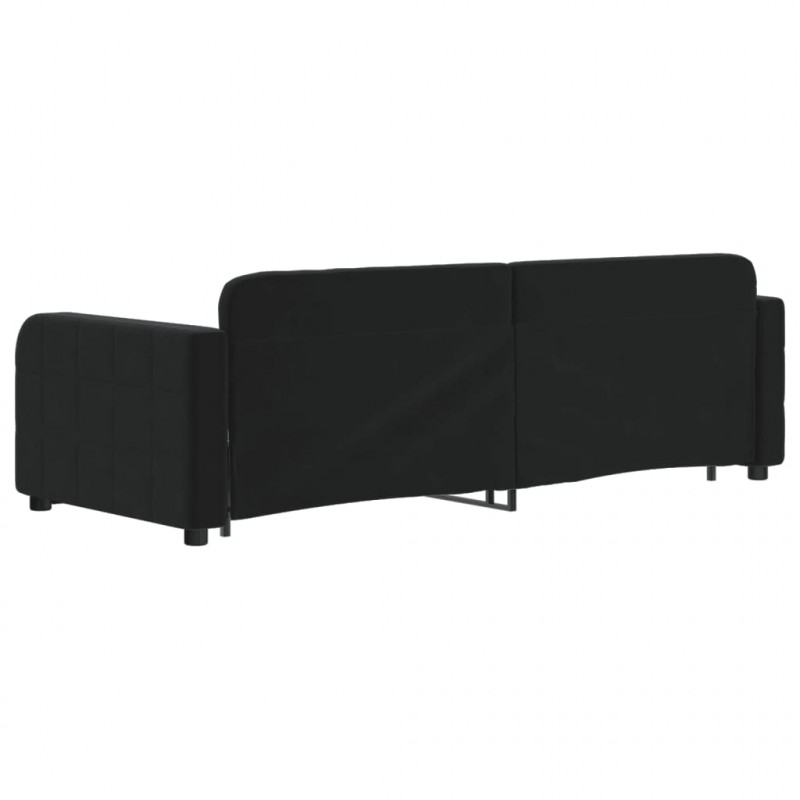 Sofa rozsuwana, czarna, 80x200 cm, aksamit
