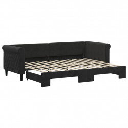 Sofa rozsuwana, czarna, 80x200 cm, aksamit