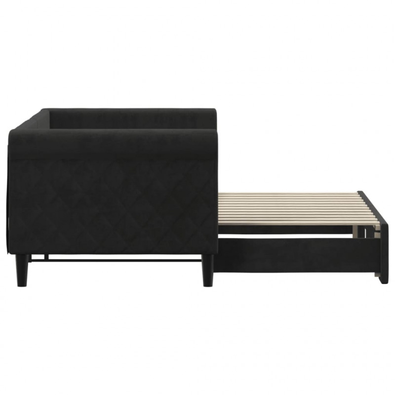 Sofa rozsuwana, czarna, 80x200 cm, aksamit