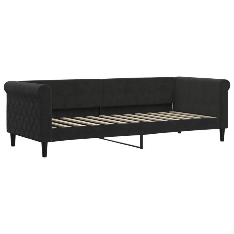 Sofa rozsuwana, czarna, 80x200 cm, aksamit