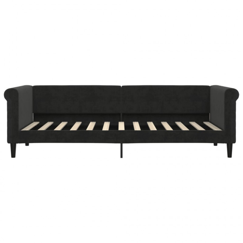 Sofa rozsuwana, czarna, 80x200 cm, aksamit