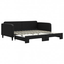 Sofa rozsuwana, czarna, 100x200 cm, tkanina