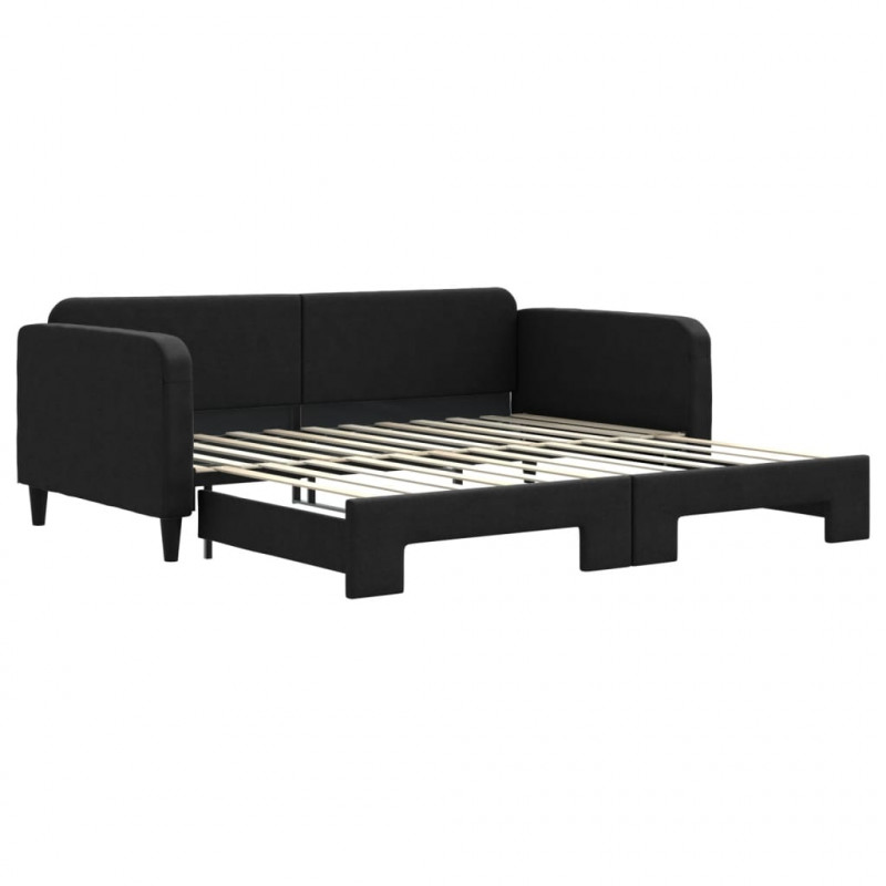 Sofa rozsuwana, czarna, 100x200 cm, tkanina