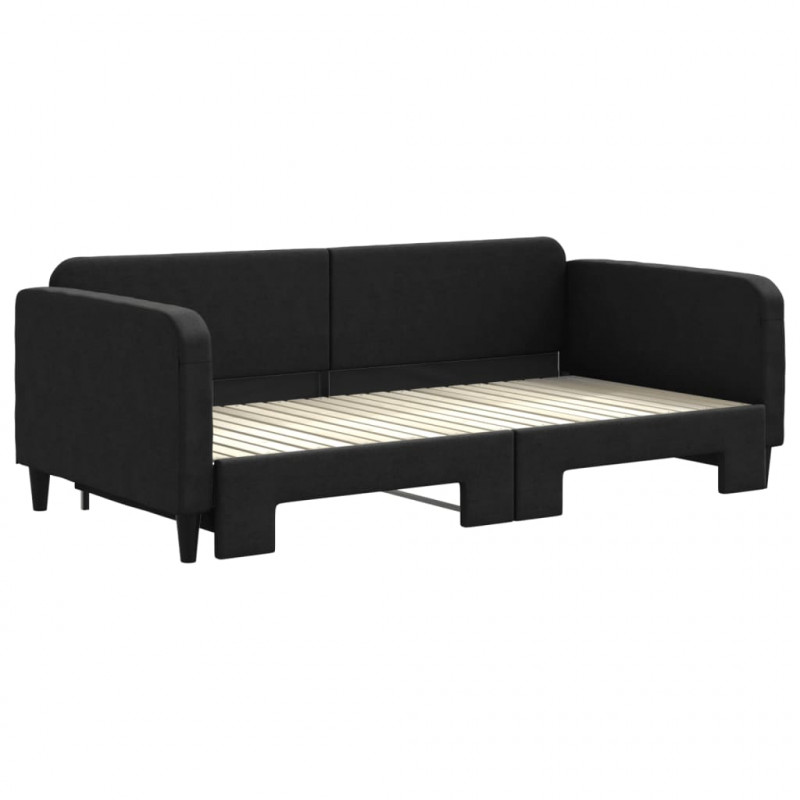 Sofa rozsuwana, czarna, 100x200 cm, tkanina
