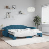 Sofa rozsuwana, niebieska, 90x200 cm, aksamit