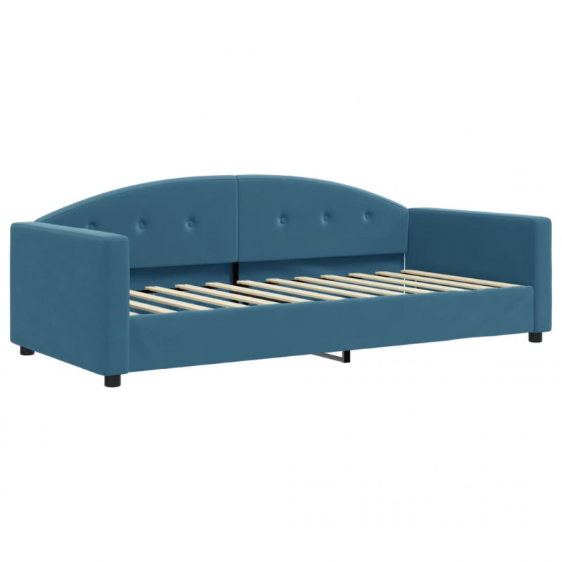 Sofa rozsuwana, niebieska, 90x200 cm, aksamit