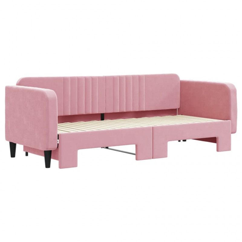 Sofa rozsuwana, różowa, 80x200 cm, aksamit