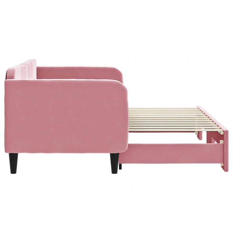 Sofa rozsuwana, różowa, 80x200 cm, aksamit