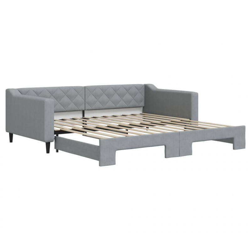 Sofa rozsuwana, jasnoszara, 100x200 cm, tkanina