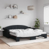 Sofa rozsuwana z materacami, czarna, 100x200 cm, tkanina