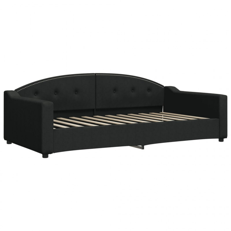 Sofa rozsuwana z materacami, czarna, 100x200 cm, tkanina