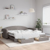 Sofa rozsuwana z szufladami, taupe, 100x200 cm, tkanina