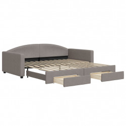 Sofa rozsuwana z szufladami, taupe, 100x200 cm, tkanina