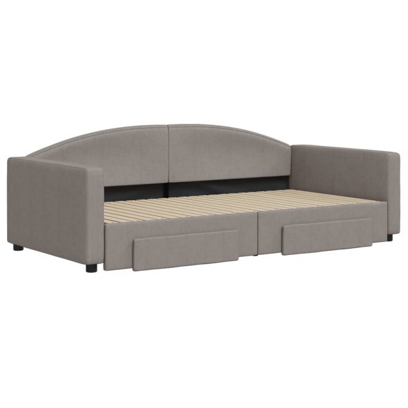 Sofa rozsuwana z szufladami, taupe, 100x200 cm, tkanina