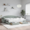 Sofa rozsuwana z szufladami, jasnoszara, 90x200 cm, aksamit