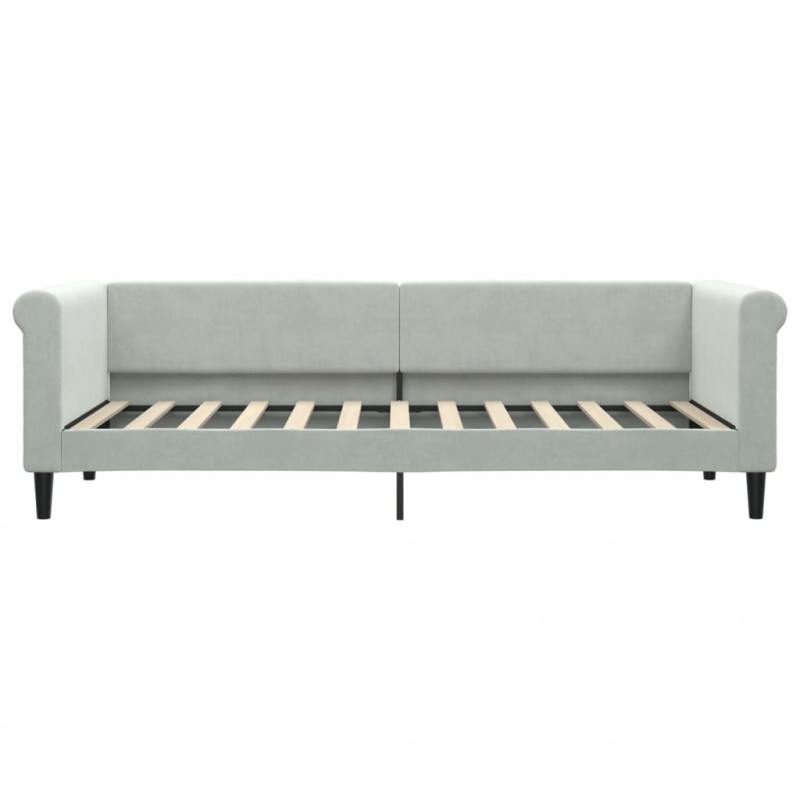 Sofa rozsuwana z szufladami, jasnoszara, 80x200 cm, aksamit
