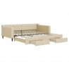 Sofa rozsuwana z szufladami, kremowa, 100x200 cm, tkanina