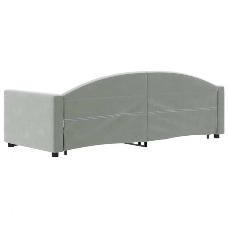 Sofa rozsuwana z szufladami, jasnoszara, 80x200 cm, aksamit