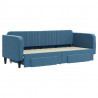 Sofa rozsuwana z szufladami, niebieska, 80x200 cm, aksamit