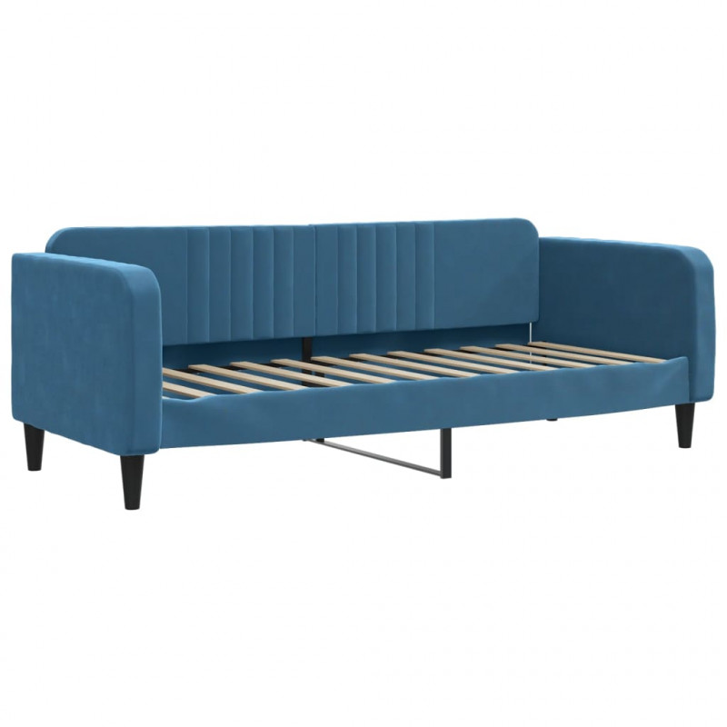 Sofa rozsuwana z szufladami, niebieska, 80x200 cm, aksamit