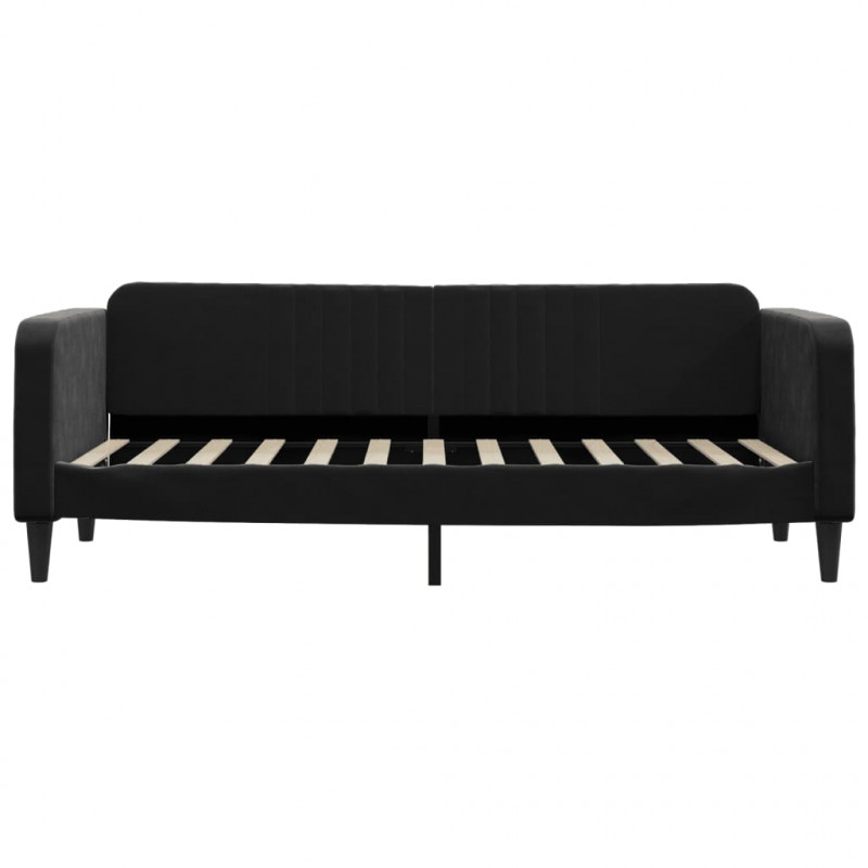 Sofa rozsuwana z szufladami, czarna, 80x200 cm, aksamit