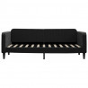 Sofa rozsuwana z szufladami, czarna, 80x200 cm, aksamit