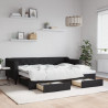 Sofa rozsuwana z szufladami, czarna, 80x200 cm, tkanina