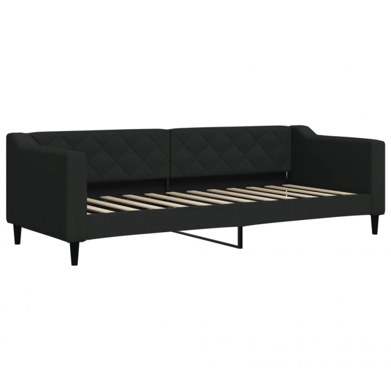 Sofa rozsuwana z szufladami, czarna, 80x200 cm, tkanina