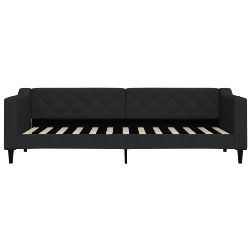 Sofa rozsuwana z szufladami, czarna, 80x200 cm, tkanina