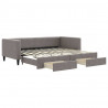 Sofa rozsuwana z szufladami, taupe, 90x200 cm, tkanina